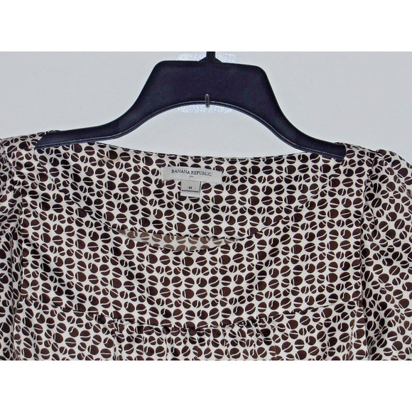 Banana Republic Black & Cream‎ Flutter Sleeve Scoop Neck Blouse Size M/ Side Tie - Picture 3 of 6